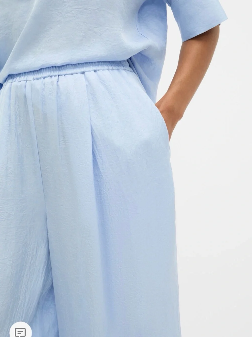 Seed Heritage Pale Blue Wide-Leg Pants& Blouse Set